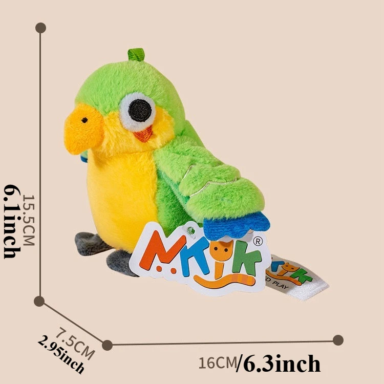 Flappy Parrot Stuffed Animal Plush Toy for Kids Electronic Animated Bird Shake Wings Rechargeable Lifelike Sound Touch Activated