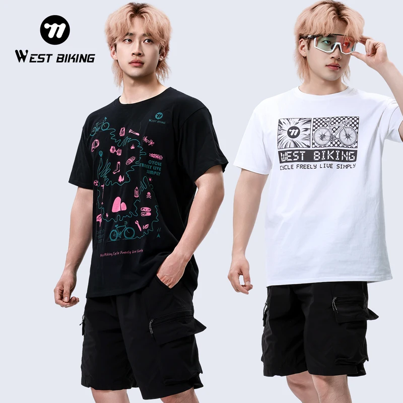

WEST BIKING Cultural T-Shirt Combed Cotton Breathable Moisture-Absorbing Soft Short Sleeves Tops Fashion Casual Sports Shirt