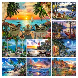 FATCAT diamond painting 2022 new arrival sunset seaside garden diy full mosaic embroidery scenery picture home decor AE3775