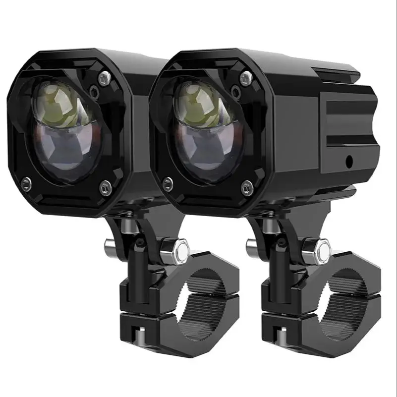 Paire de phares antibrouillard pour motos, projecteur de conduite auxiliaire Led, faisceau haut et bas, lampe clignotante Tangent.