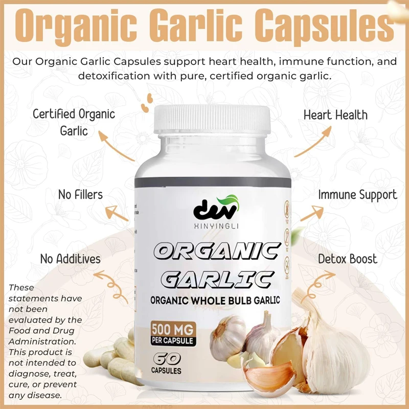 Garlic Capsules | 500mg per capsule, unfilled | 100% natural, non GMO, 60 capsules
