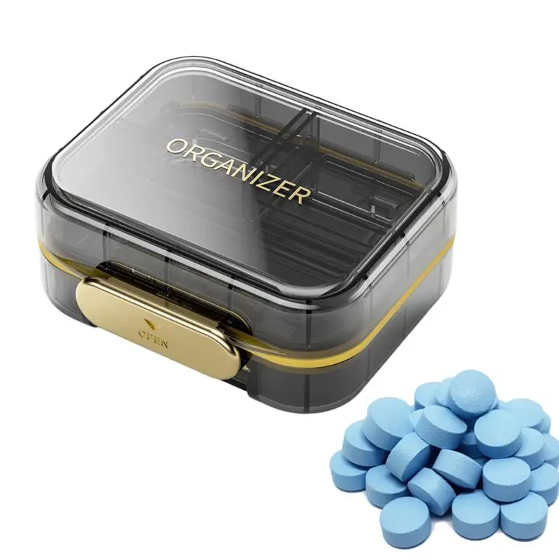 Pill Container 7 Day Medicine Case Portable 7-Compartment Pill Organizer Lidded Medicine Planner Pill Dispenser Travel Size For