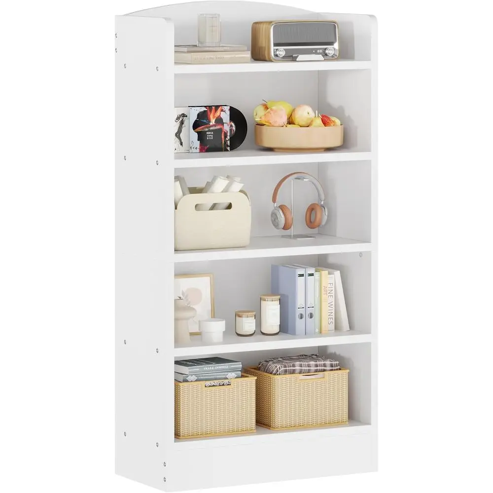 

Zenira ern 5 Tier 48 Inch Tall Bookcase, White Storage Display Unit, Open Shelving or Home Oice