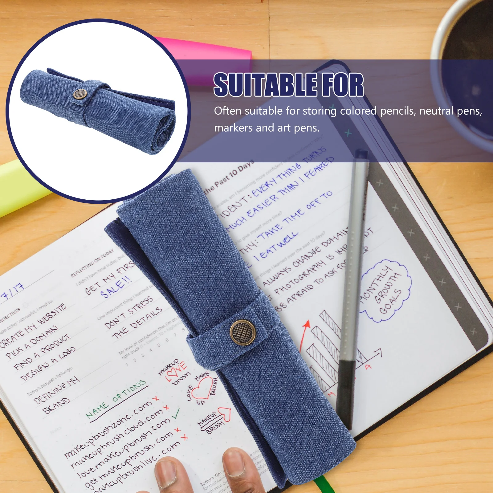กระเป๋าใส่ดินสอแบบม้วนได้ กระเป๋าดินสอผ้าแคนวาสแบบพกพาสำหรับอุปกรณ์วาดภาพศิลปะ พกพาสะดวก ดีไซน์พับได้ เหมาะสำหรับการเดินทางไปโรงเรียน
