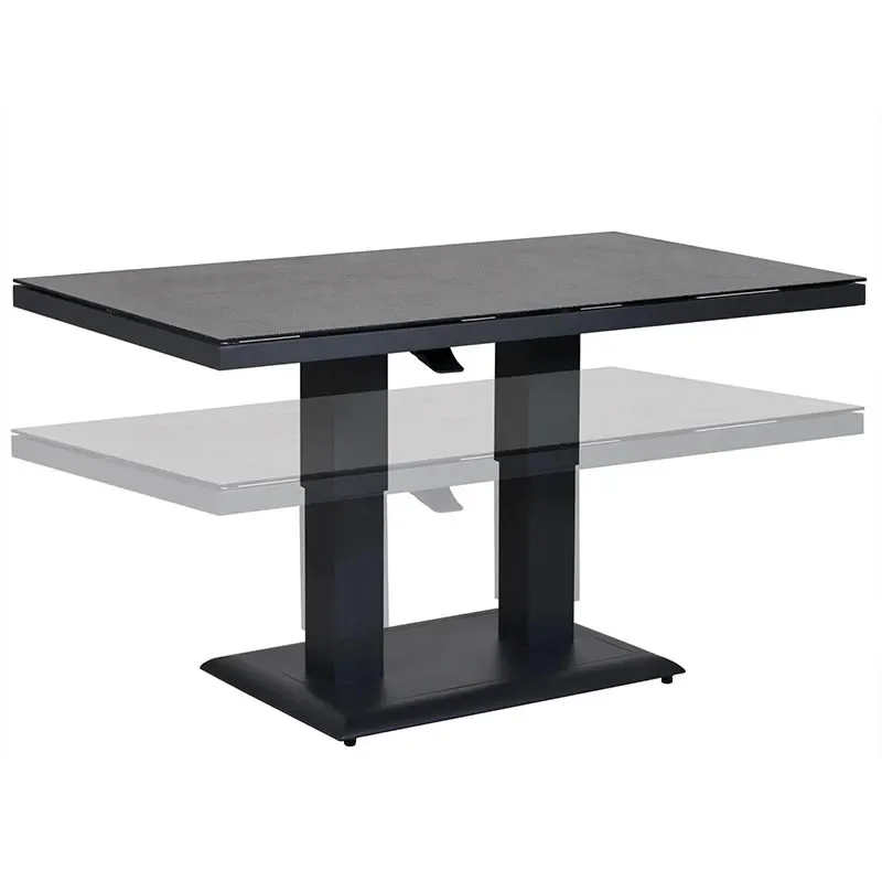 2022 Aluminum lift outdoor table 130 x 75 x 49 - 72 cm ceramic dark-stone