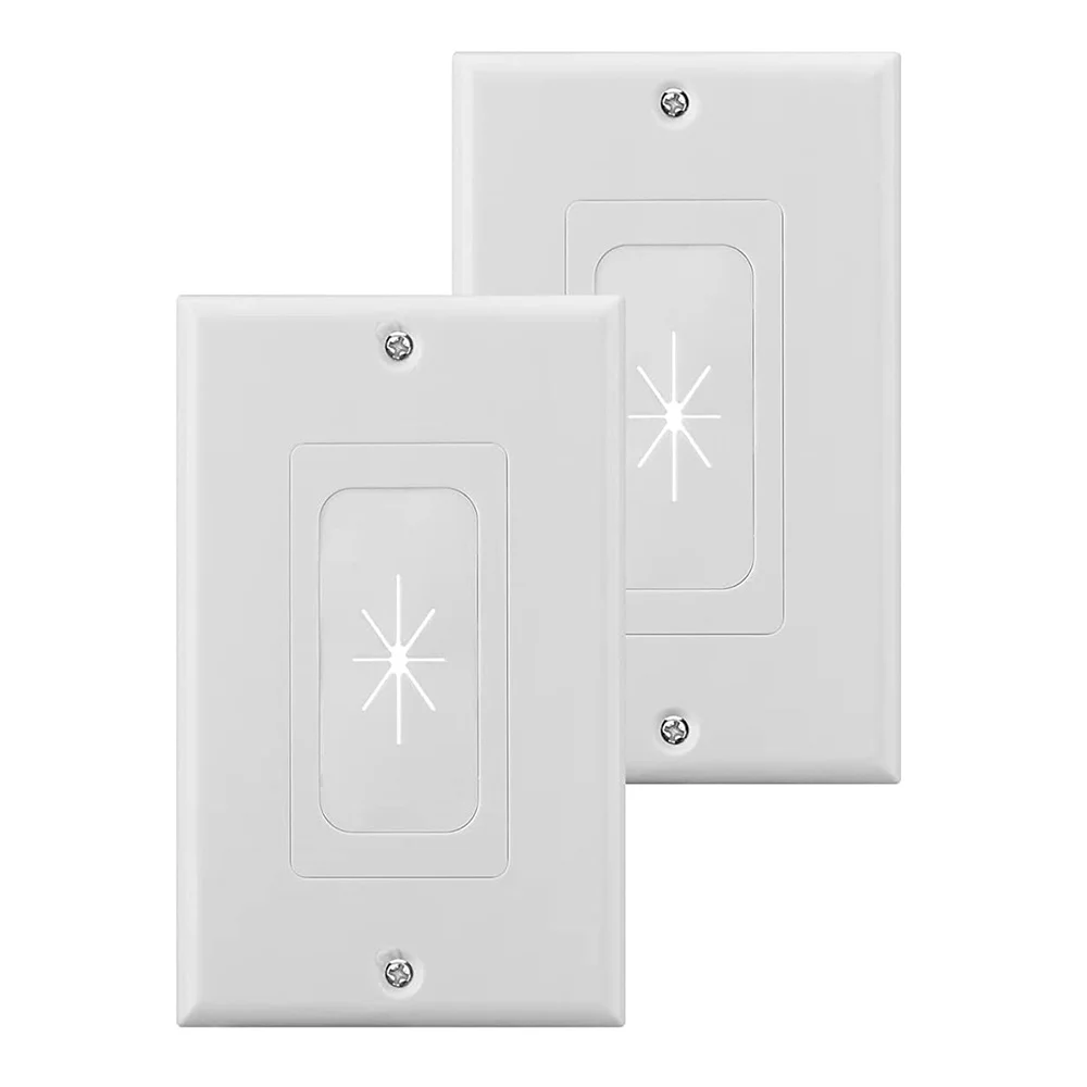 Paquete de ABVJ-2 insertos de ojal de pared de goma con placa de pared decorativa y soporte de montaje, placa pasante para Cables de bajo voltaje