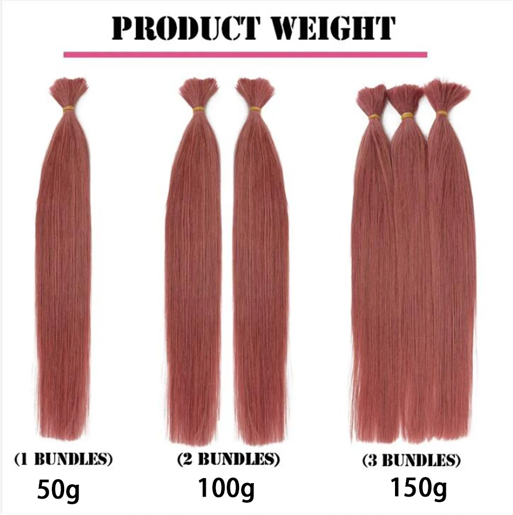 Extensions de Cheveux Naturels Remy, Lisses, Sans Trame, Couleur Rose, 100% Vietnam, 50g