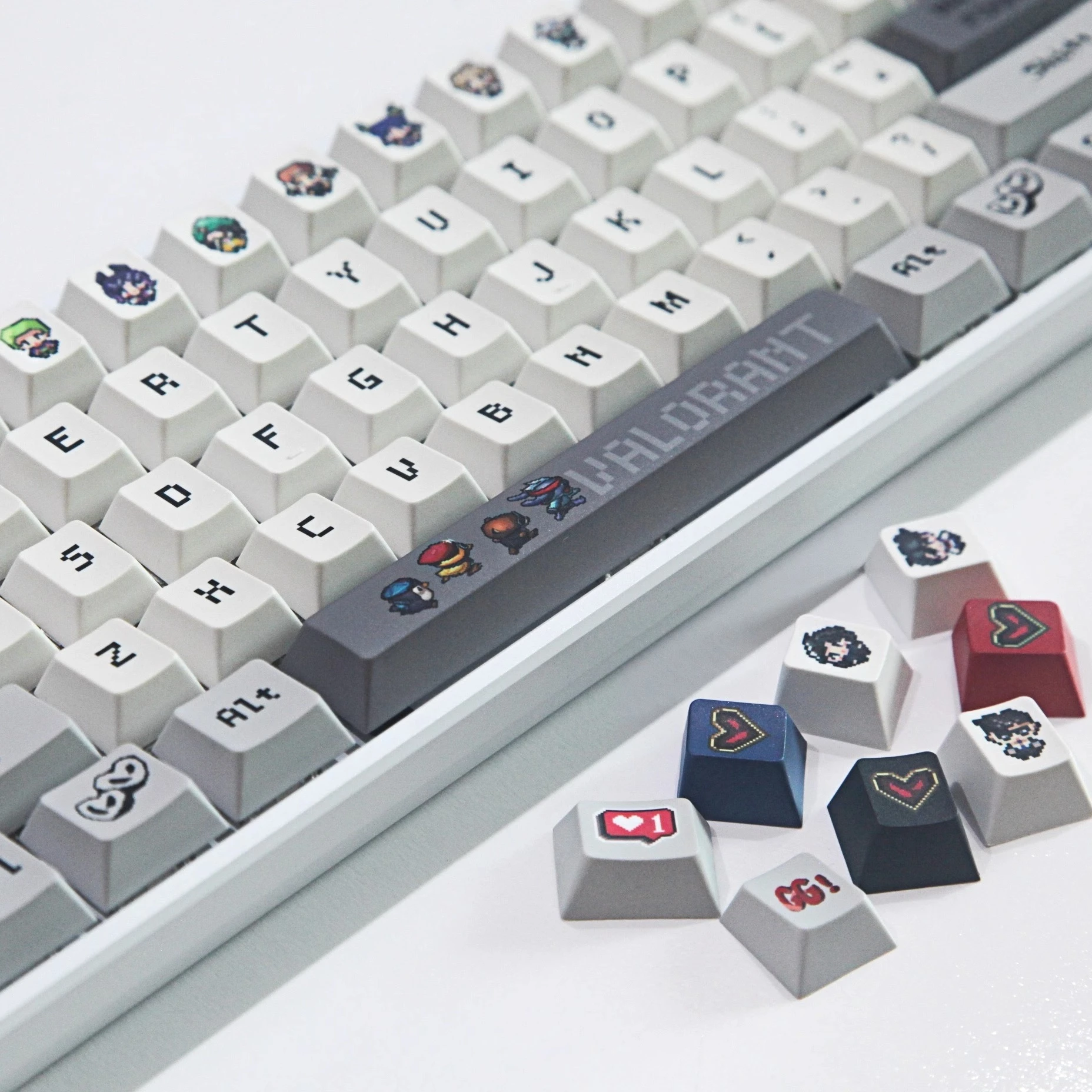 Fearless Contract Keycap Valorant Game Keycaps Full Set Cherry Pbt Retro White Gray Diy Keycaps 160Keys