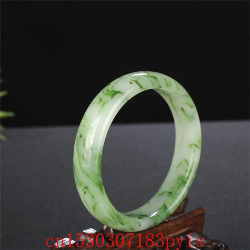 

Natural Genuine Green White Hetian Jade Bangle Bracelet Fashion Fine Jewelry Couple Luxury Charm Amulet Gifts for Women Men