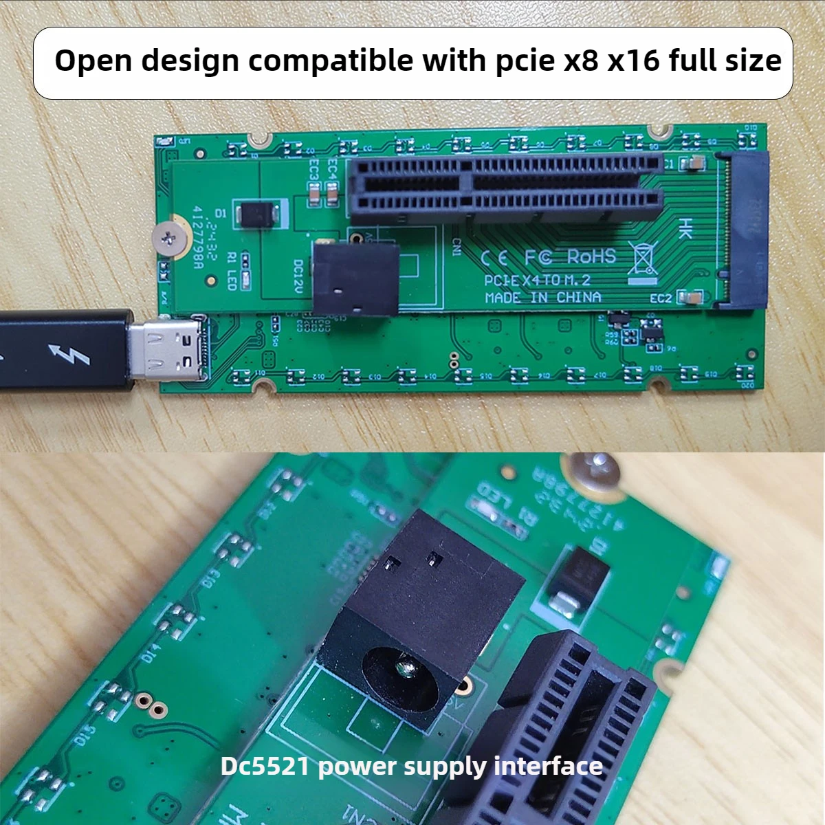 2025 NEW USB4 Thunderbolt PCIe Adapter Board DC 55x21 Power Compatible with Thunderbolt 4/3 40Gbps Connect 10GbE Network Card