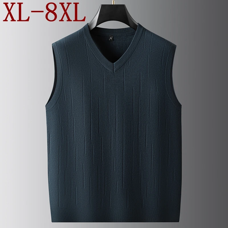

8XL 7XL 6XL 2025 Новый осенний элитный роскошный свитер-жилет для мужчин Пуловер без рукавов с v-образным вырезом Мужская одежда Повседневные свободные мужские жилеты