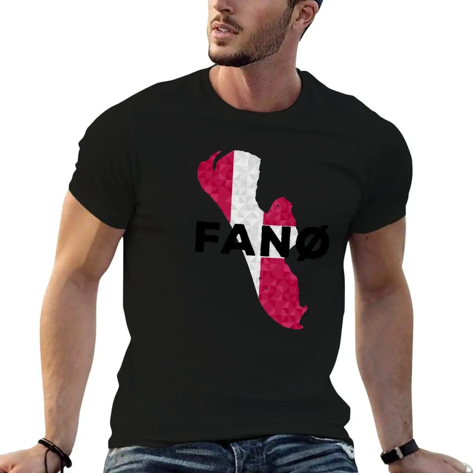 Fan? Denmark Island Fan? Polygon Silhouette Map T-Shirt Basic Simple Casual Short Sleeve Tee
