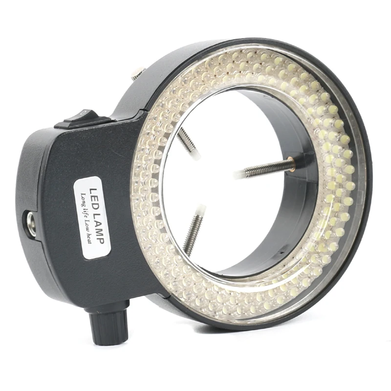 Adjustable 6500K 144 LED Ring Light Illuminator Lamp For Industry Stereo Microscope Lens Camera Magnifier 110V-240V Adapter