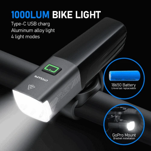 CYCLAMI X7 luces faros inteligentes USB recargable carretera bicicleta de montaña luz delantera 1000 lúmenes batería reemplazable Gopro montable