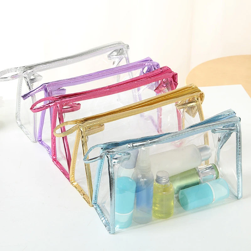 1 Pcs Transparent Handheld Cosmetic Organizer Large Capacity Waterproof Cosmetic Bag Travel Toiletry Storage Bag Portable