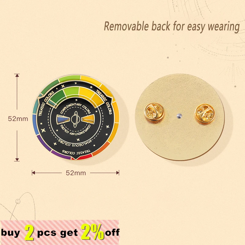 Round Color Metal Compass Enamel Pin Fashion Brooch Art Multicolour Badge Lapel Clothes Hat Jewelry Kid Gift Lapel Pin Wholesale