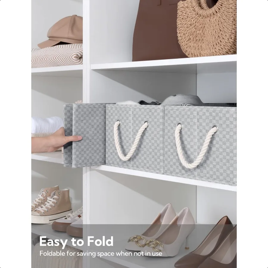 سلات تخزين من StorageWorks لأغطية خزانة قماش قابلة للطي مع مقابض صناديق تخزين من القماش منظم الملابس G #4