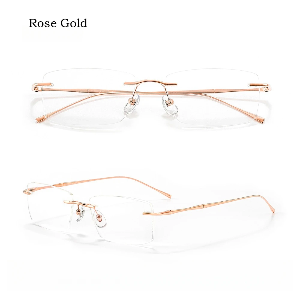 YIMARUILI Mode-Business Ultra-licht Reinem Titan Brillen Frauen Retro Quadrat Optische Verordnung Randlose Brille Rahmen Männer – Detail 11