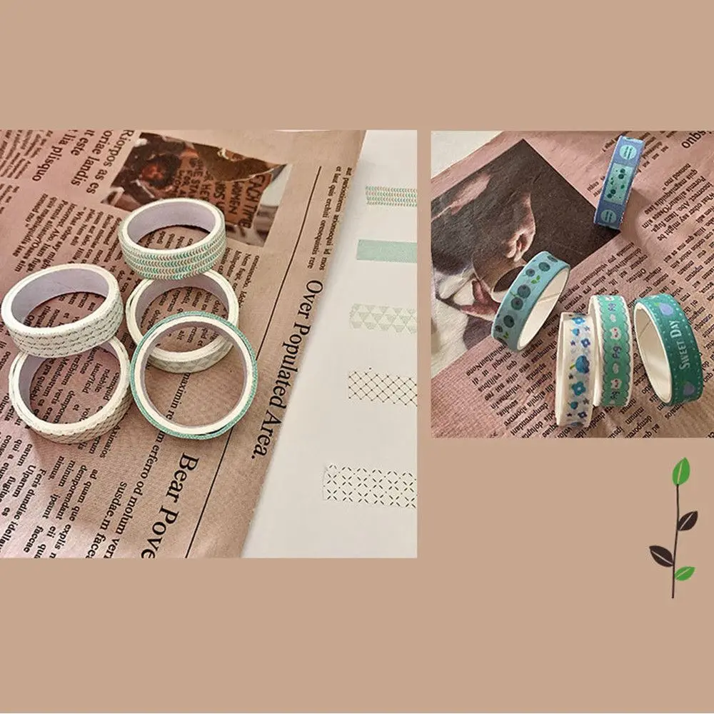 5Rolls/box Adhesive Stationery Journal Basic Pattern Washi Tape Masking Tape Set DIY Scrapbooking