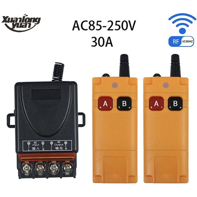 2000m AC110V 220 V 1CH 1 CH Wireless Remote Control LED Light Switch 30A Relay Output Radio RF Transmitter And 433 MHz Receiver