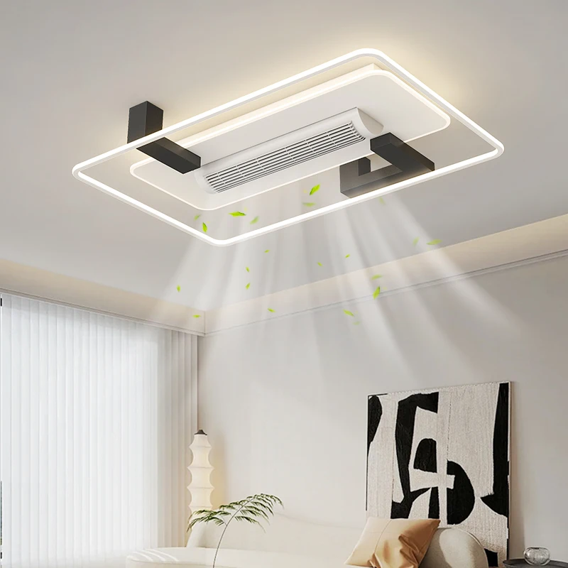 Moderner intelligenter LED-Deckenventilator mit Licht, Schlafzimmer, Wohnzimmer, Dekoration, Heimfernbedienung, unsichtbarer blattloser Ventilator,