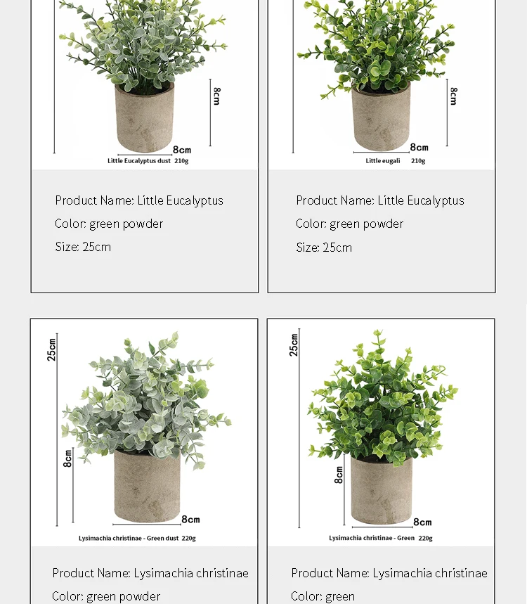 Künstliche Pflanze Topf Eukalyptus Pflanze kleine gefälschte Blume Bonsai mit Topf Mini Pflanze Desktop Office Home Restaurant Dekoration – Detail 11