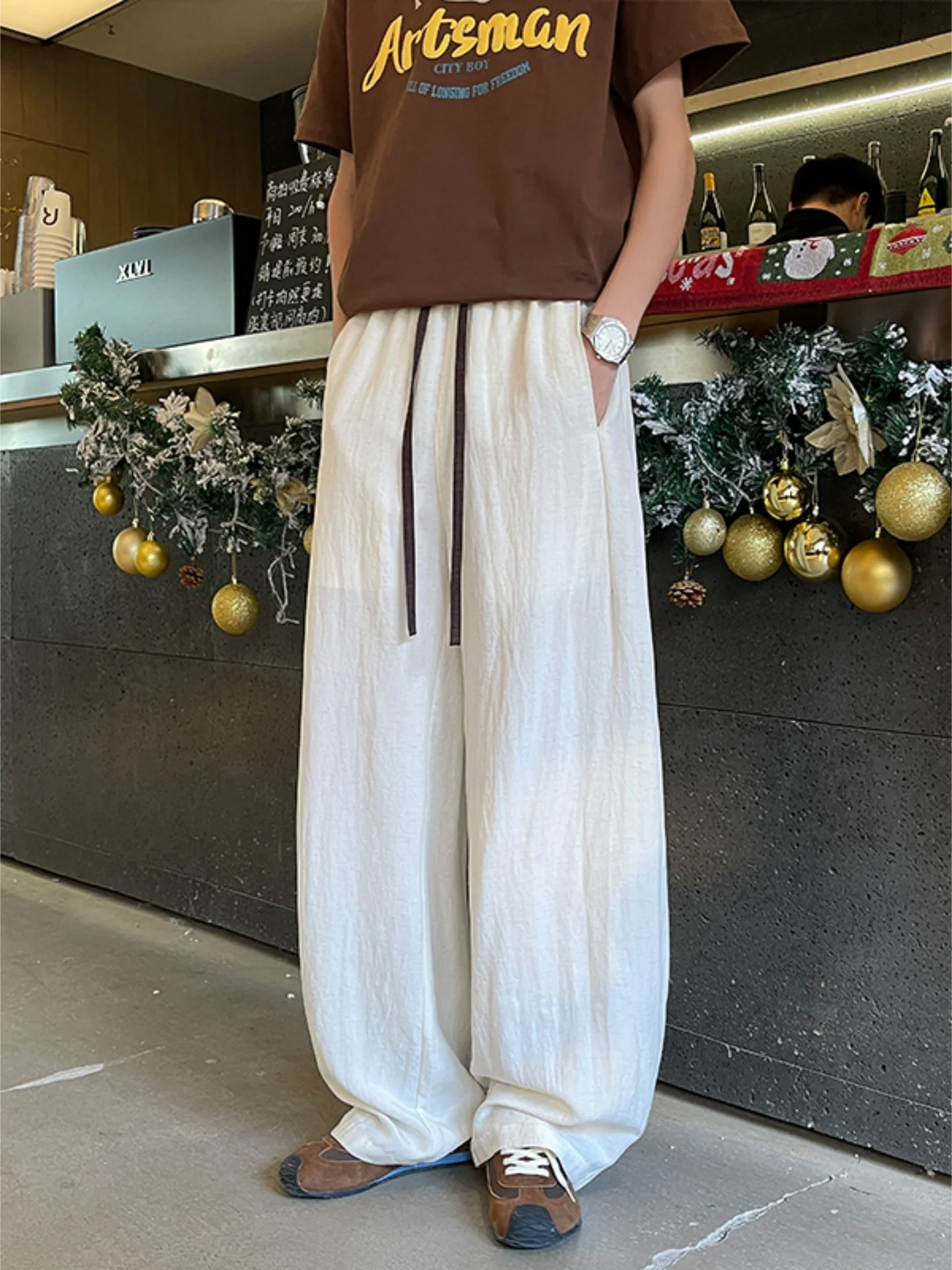 

Men's Casual Pants Loose Wide Leg Spring New Sle Drapey Sakamoto Pants Versatile Long Trousers Comfortable Fit