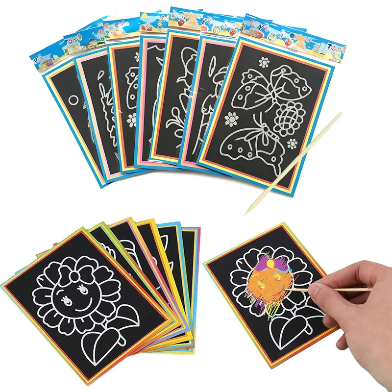 Ideal Stationery & Office Supply - 10/15/20Sheet Small Scratch Art Paper Random