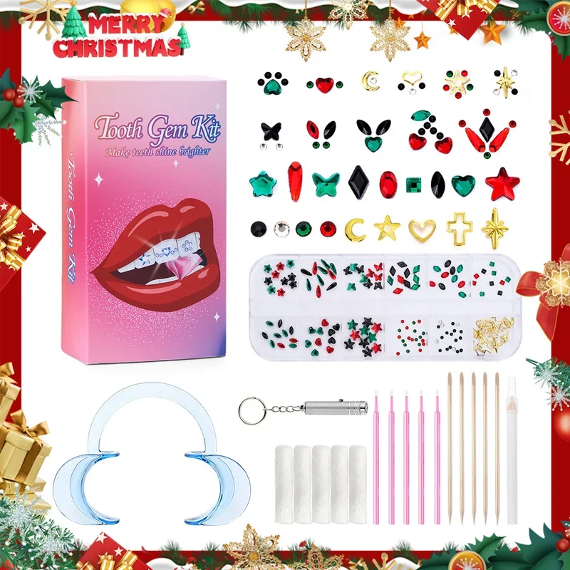 

Tooth Decoration DIY Christmas Series Teeth Jewelry Gems Kit With Glue Teeth Whitening y2k Fashion Trend Dental Ornament