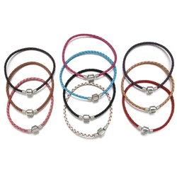 DC Leather Rope Single Layer Bracelet Black Yellow Blue Color Alloy Snake Chain Basic Bracelets For Fashion Women Beads