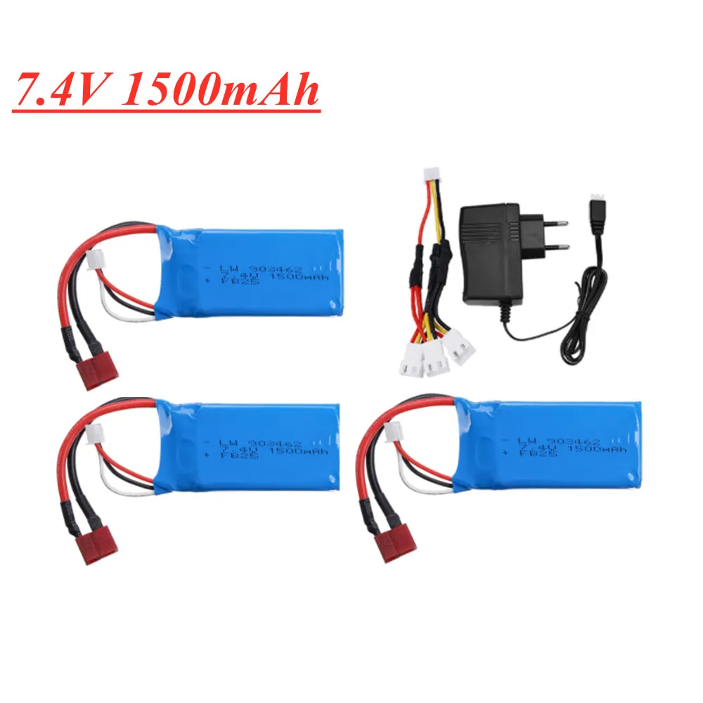 7.4V 1500mAh Lipo Battery For Q39 Wltoys 144001 A959-B A969-B A979-B K929-B RC Car Parts 903462 2S 7.4V Battery Charger Set