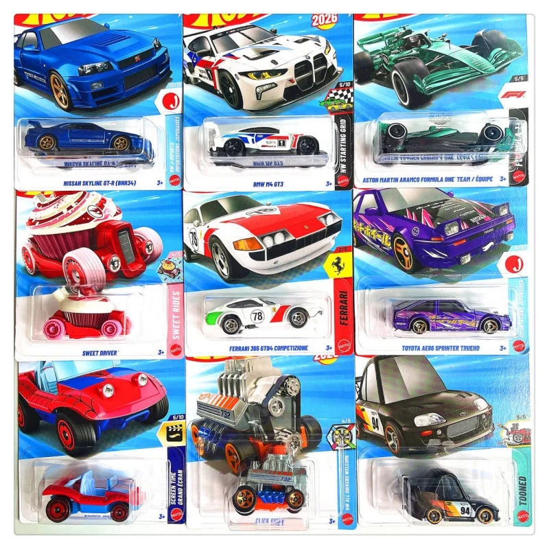 Hot Wheels - Coche de Carreras de Aleación Fundida a Presión, BMW M4 GT3, Nissan Skyline GTR R34, Ferrari, Toyota F1, Vehículo Coleccionable para Entusiastas de los Coches