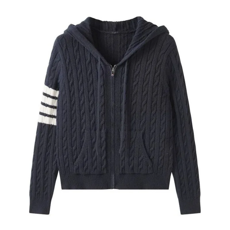 High-Grade Knit Sweater Crewneck Cardigan Coat Autumn and Winter New Middle-Aged and Elderly Women's Fashion