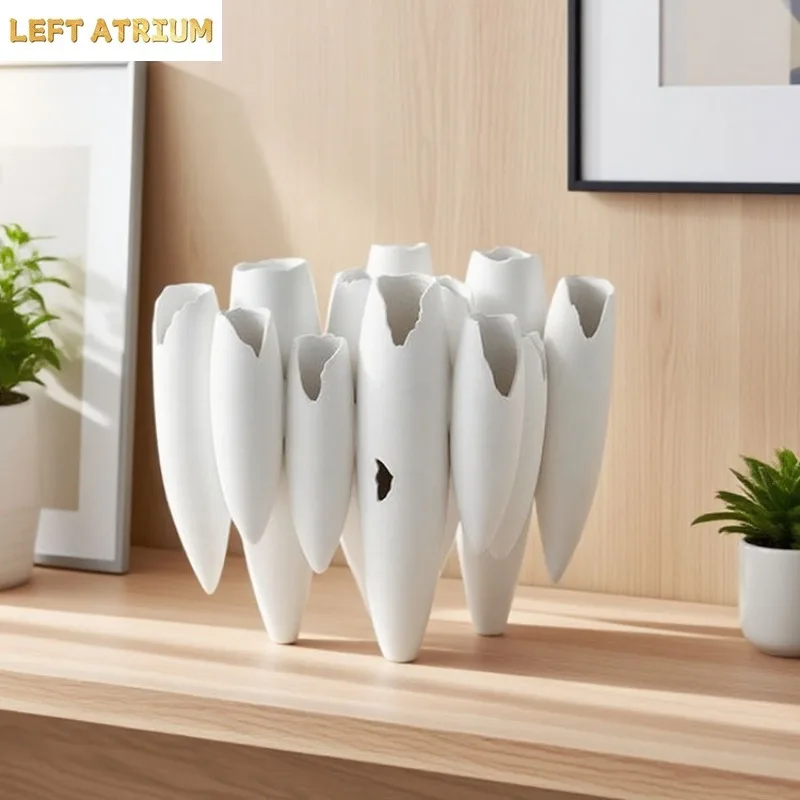 Abstract Art Resin Vase Ornament Porous Floral Vase Dried Flower Vases Flower Arrangement Decorative Vases Room Aesthetic Decor