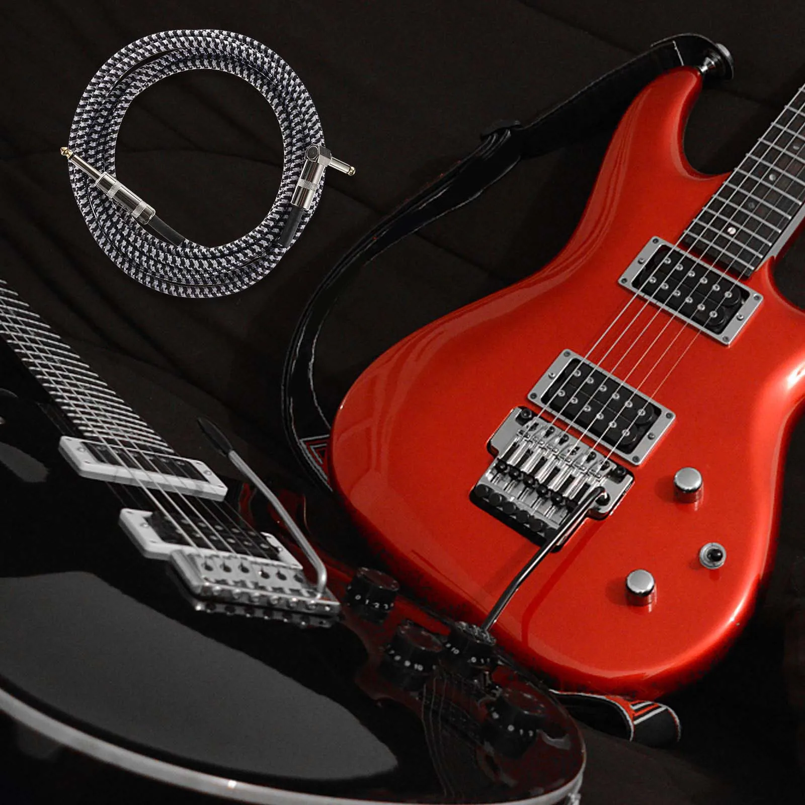 6.35 مللي متر كابل الغيتار المضفر الزاوية اليمنى إلى مستقيم كابل الصوت المهنية للكهرباء الصوتية الغيتار خلاط مكبر للصوت