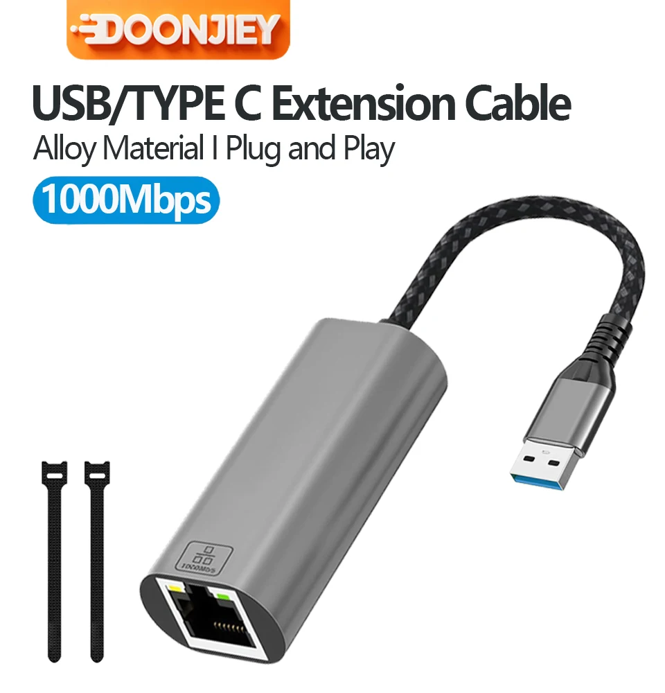 USB3.0 Ethernet Adapter 1000Mbps USB to RJ45 Hubs for Laptop Desktops Ethernet Networking Card Adapter
