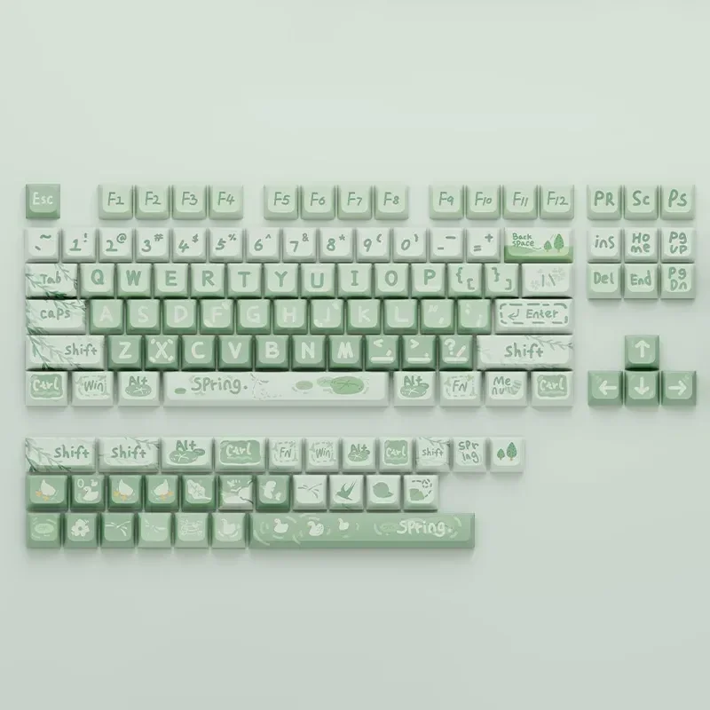 

Apply The Theme Of Green Spring Tourists To Make Pbt Keycaps, All Five-sided Diy Thermal Sublimation Mechanical Keycaps.