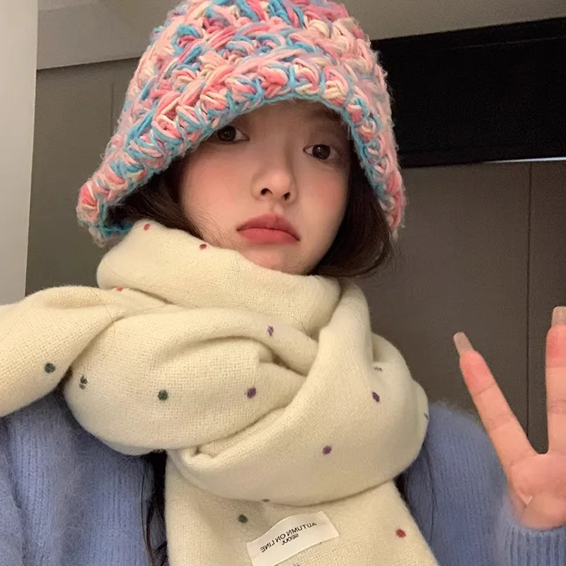 

Rainbow candy - themed niche scarves for women, 2025 new autumn and winter styles, convertible between neck warmers and shawls,