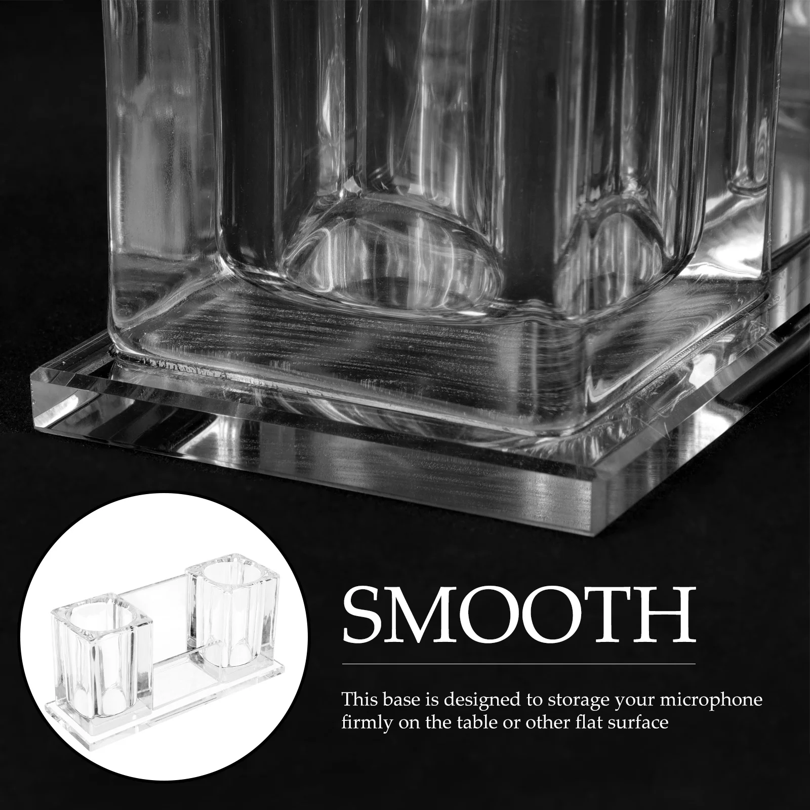 

Crystal Microphone Stand Acrylic Desk Mic Holder For Office Studio Home Tabletop Base Universal Mic Support Rack