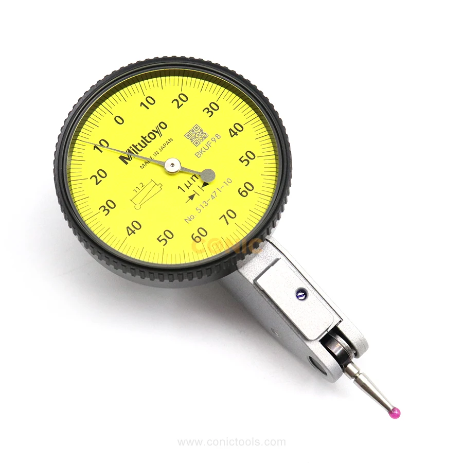 Mitutoyo 0-0.14mmx0.001mm Large Micron Dial Test Indicator with Ruby Ball Head 513-471-10E