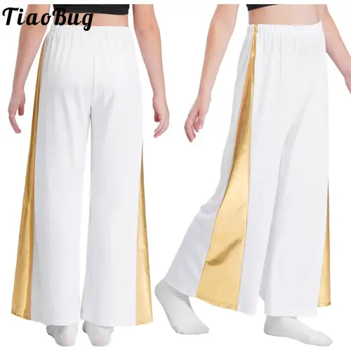 Pantalones de pierna ancha para danza litúrgica para niñas, pantalones Palazzo para celebración del espíritu, traje de baile de alabanza de adoración para actuación de baile