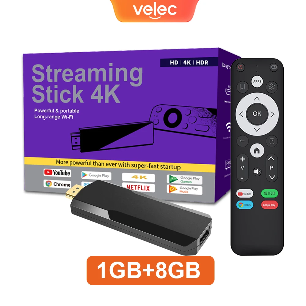 Velec I96 D3 TV Stick Android 10 H313 HDR Set Top OS 4K 1080P WiFi Smart TV Sticks voor YouTube NETFLIX Netwerk Mediaspeler