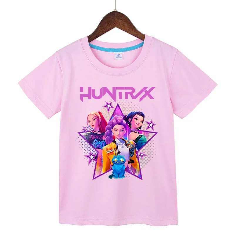 

Хлопковая одежда для девочек Kpop, футболка с принтом «Охотники на демонов», забавный подарок для фанатов, крутые детские футболки в стиле Харадзюку, летние топы