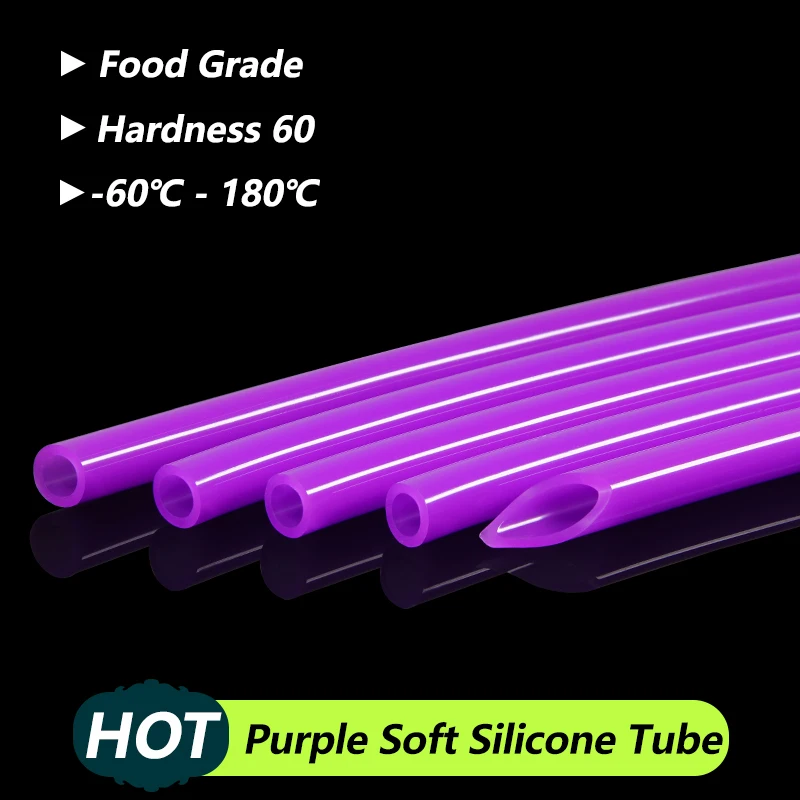 

Purple Food Grade Silicone Rubber Hose Diameter 1mm 2mm 3mm 4mm 5mm 6mm 7mm 8mm 10mm Soft Flexible Silicone Tube Water Hose