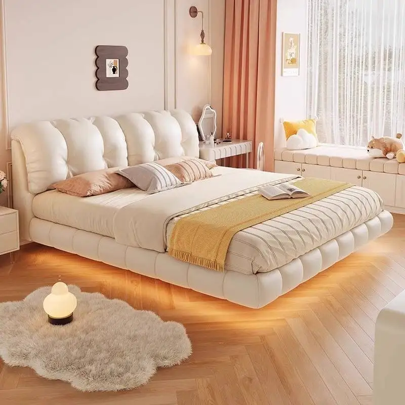 

Nordic Waterproof Decoration Bed Girls Support Cute Floating Adults Queen Bed Modern Luxury Couples Camas Bedroom Furniture