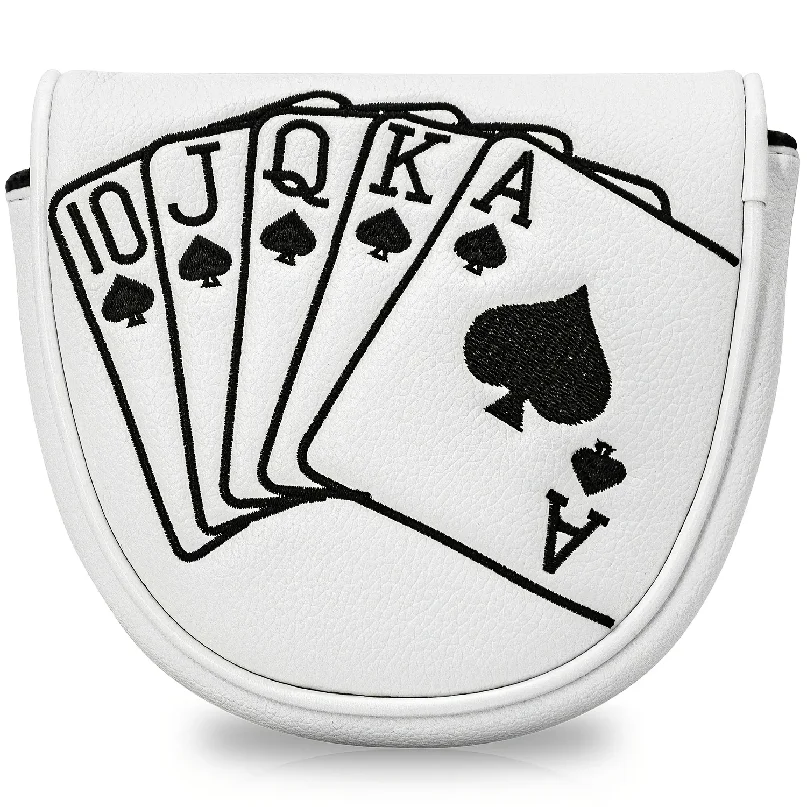 1pc Putter Head Cover, Playing Card Pattern - Magnetic Closure PU Shell, Soft Fleece Lining, Black And White Available