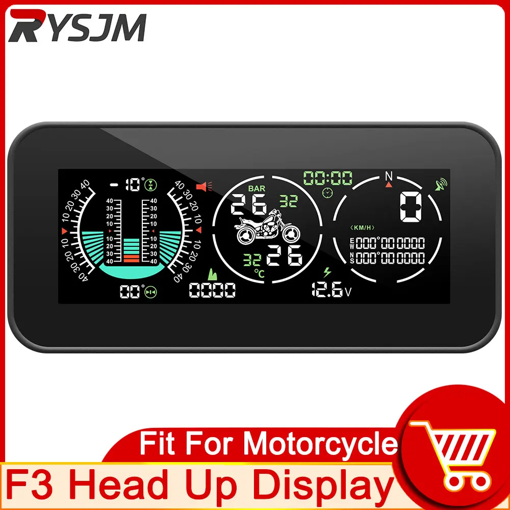 

Автомобильный дисплей для мотоцикла F3 HUD GPS Спидометр рулон угол наклона контроль давления в шинах высотное напряжение компас