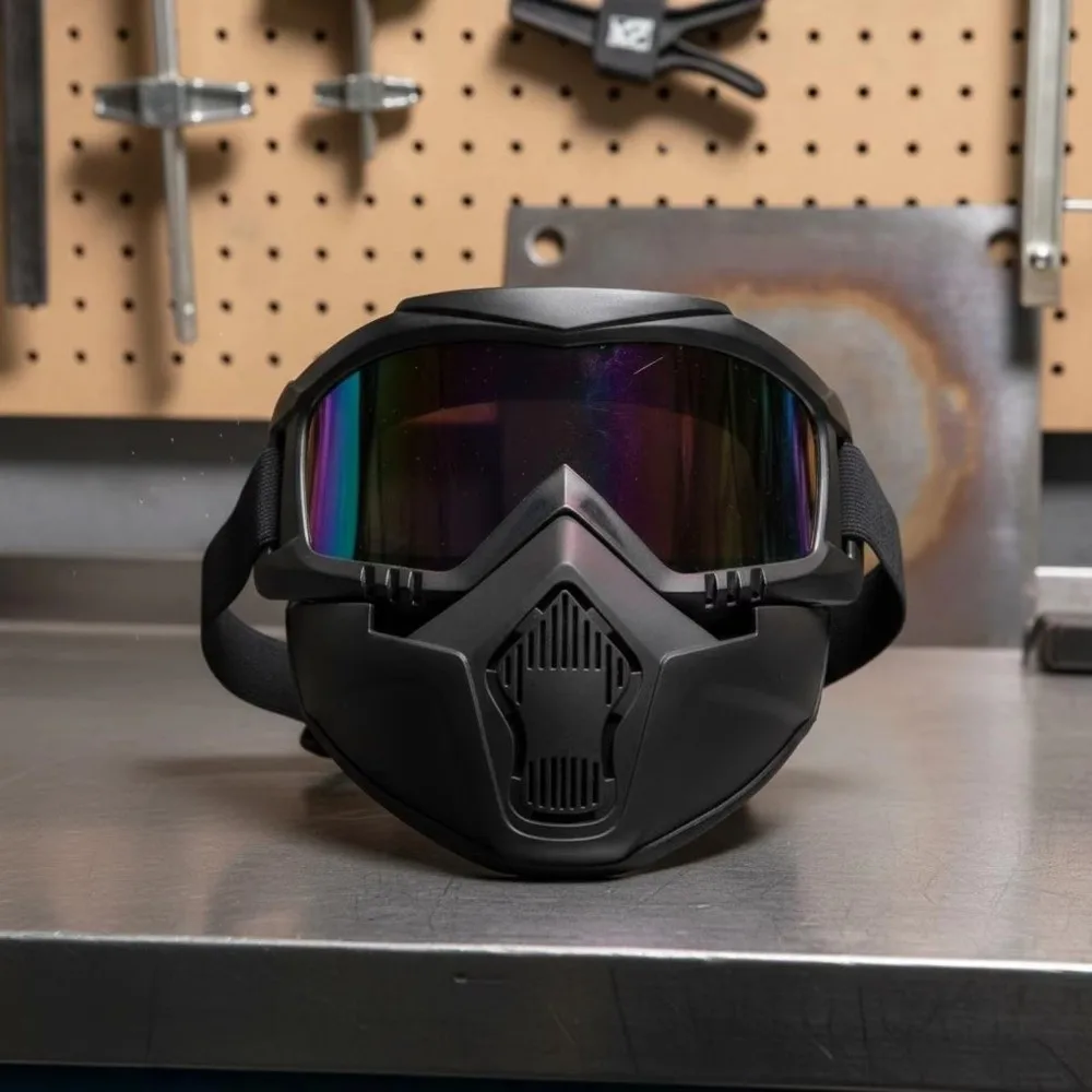 Detachable Integrated Full Face Protective Mask Anti-Splash Dust Resistant Welder Mask Adjustable Strap Breathable