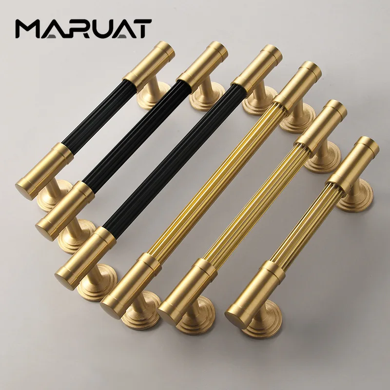 

Brass Black Metal Furniture Handles for Kitchen Cabinet Wardrobe Drawer - Modern Minimalist Drawer Pulls And Cabinet Knobs