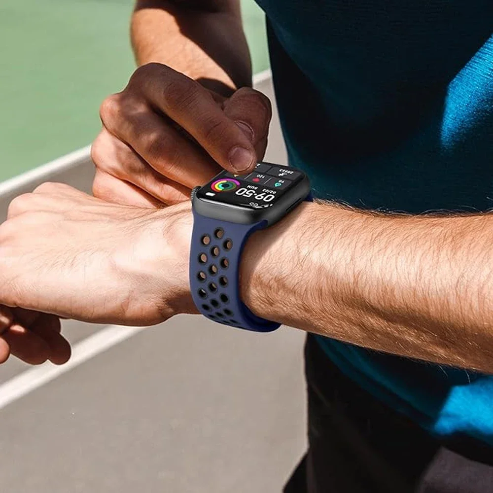 2025 جديد سيليكون حزام ل أبل ساعة 10 9 8 7 46 مللي متر 45 مللي متر 42 مللي متر 41 مللي متر الترا 2 49 مللي متر تنفس سوار iWatch 6 5 4 SE 44 مللي متر 40 مللي متر